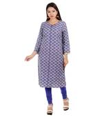 Blue printed cotton ethnic-kurtis