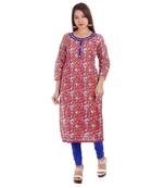 Red printed cotton ethnic-kurtis