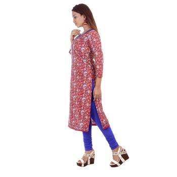 Red printed cotton ethnic-kurtis 3