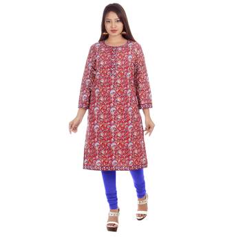 Red printed cotton ethnic-kurtis 1