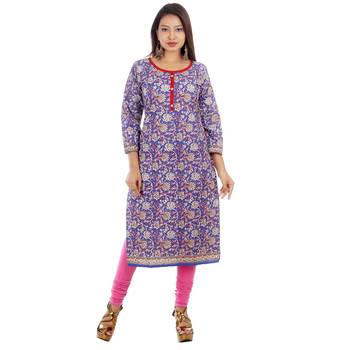 Blue printed cotton ethnic-kurtis 1