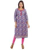 Blue printed cotton ethnic-kurtis