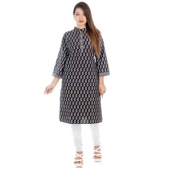 Black printed cotton ethnic-kurtis 1