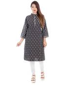 Black printed cotton ethnic-kurtis