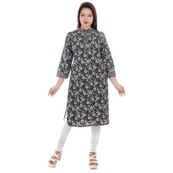 Black printed cotton ethnic-kurtis 1