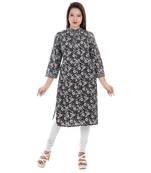 Black printed cotton ethnic-kurtis