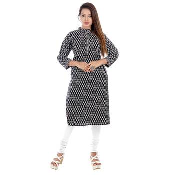 Black printed cotton ethnic-kurtis 1