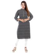 Black printed cotton ethnic-kurtis
