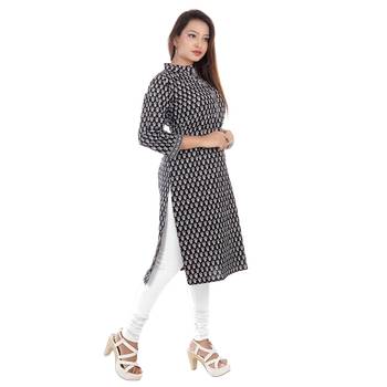 Black printed cotton ethnic-kurtis 3