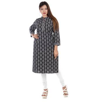 Black printed cotton ethnic-kurtis 1