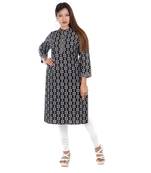 Black printed cotton ethnic-kurtis