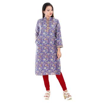 Blue printed cotton ethnic-kurtis 1