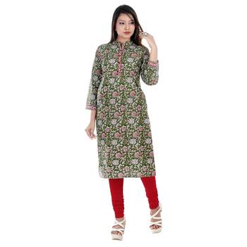 Green printed cotton ethnic-kurtis 1