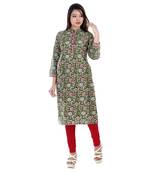 Green printed cotton ethnic-kurtis