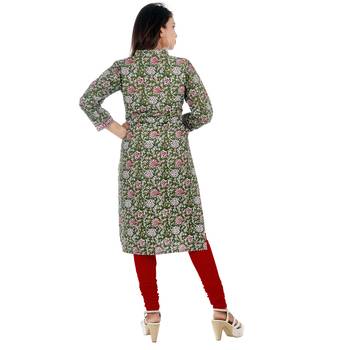 Green printed cotton ethnic-kurtis 2