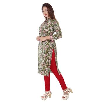 Green printed cotton ethnic-kurtis 3