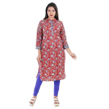 Red printed cotton ethnic-kurtis 1