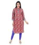 Red printed cotton ethnic-kurtis