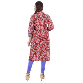 Red printed cotton ethnic-kurtis 2
