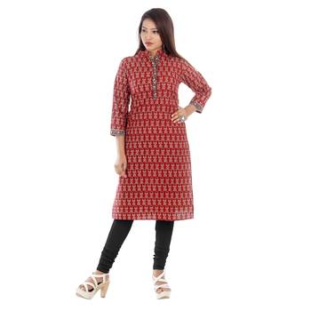Maroon printed cotton ethnic-kurtis 1