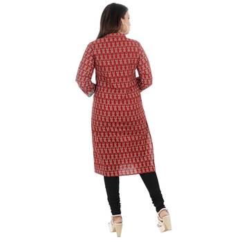 Maroon printed cotton ethnic-kurtis 2
