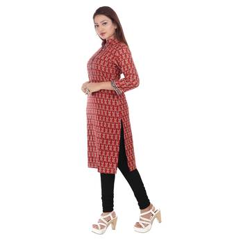 Maroon printed cotton ethnic-kurtis 3