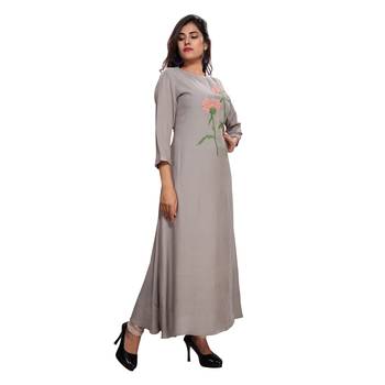 Grey embroidered rayon ethnic-kurtis 3