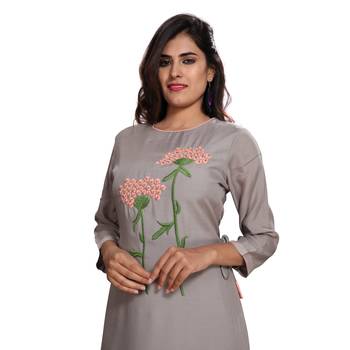 Grey embroidered rayon ethnic-kurtis 4