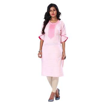 Pink plain rayon ethnic-kurtis 1