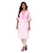 Pink plain rayon ethnic-kurtis