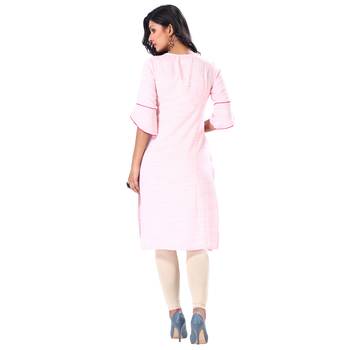 Pink plain rayon ethnic-kurtis 2