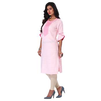 Pink plain rayon ethnic-kurtis 3