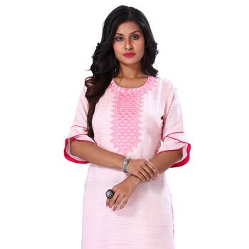 Pink plain rayon ethnic-kurtis 4
