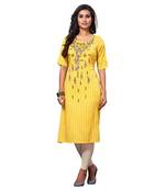 Yellow printed rayon ethnic-kurtis