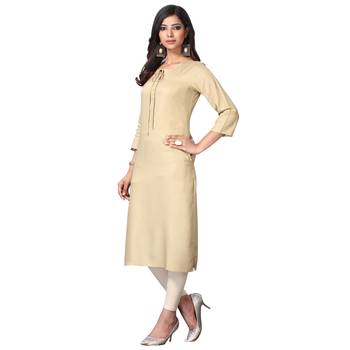 Cream plain rayon ethnic-kurtis 3