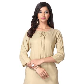 Cream plain rayon ethnic-kurtis 4