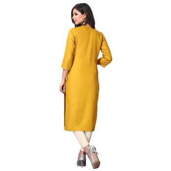 Mustard plain rayon ethnic-kurtis 2