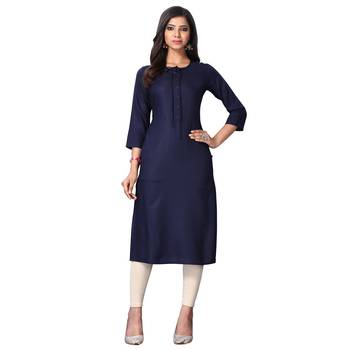 Navy-blue plain rayon ethnic-kurtis 1