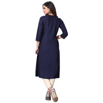 Navy-blue plain rayon ethnic-kurtis 2