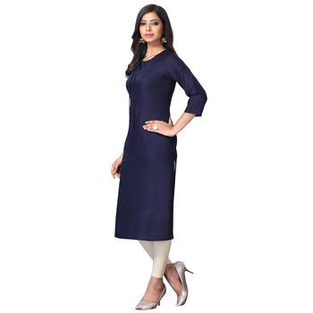 Navy-blue plain rayon ethnic-kurtis 3