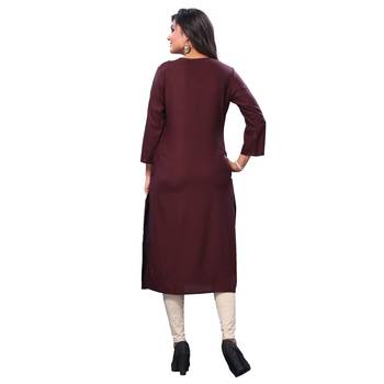 Brown plain rayon ethnic-kurtis 2