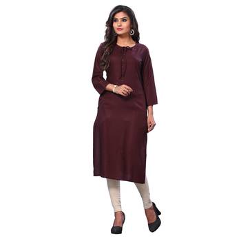 Brown plain rayon ethnic-kurtis 3