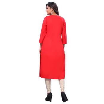 Red plain rayon ethnic-kurtis 2