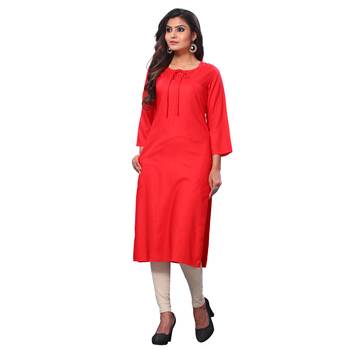 Red plain rayon ethnic-kurtis 3