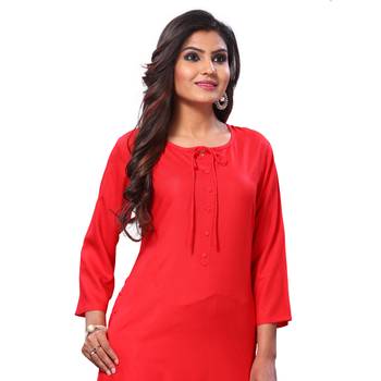 Red plain rayon ethnic-kurtis 4