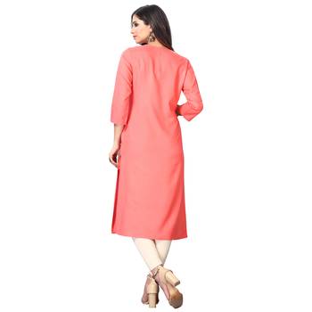 Peach plain rayon ethnic-kurtis 2