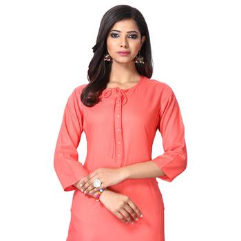 Peach plain rayon ethnic-kurtis 4