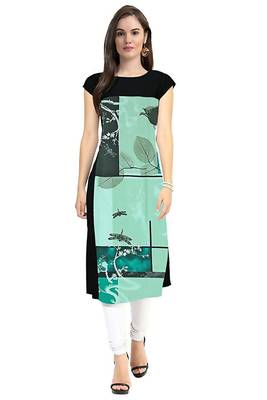 Green printed crepe kurtis 1