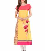 Pink printed crepe kurtis