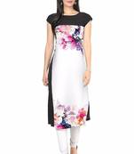 White printed crepe kurtis